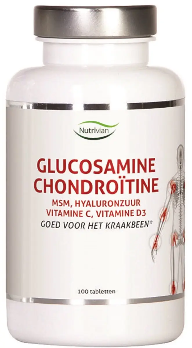 Nutrivian Glucosamine chondoitine MSM hyaluron vit D3/C 100 Tabletten