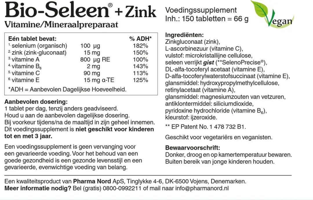 Pharma Nord Bio seleen & zink 150 Tabletten