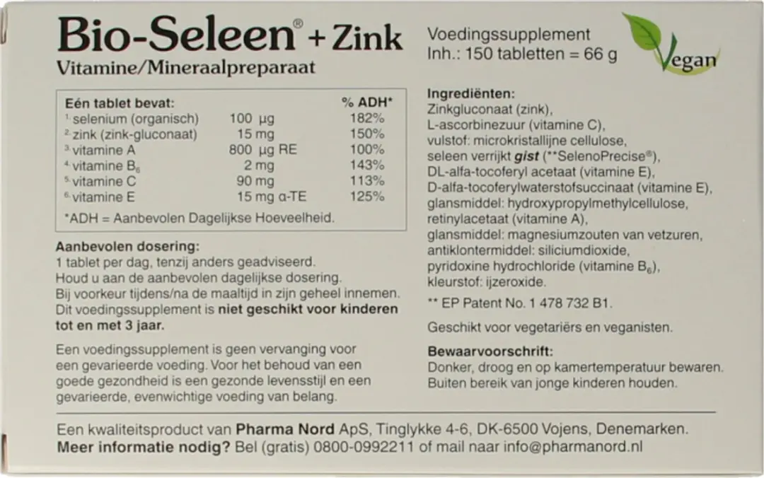 Pharma Nord Bio seleen & zink 150 Tabletten