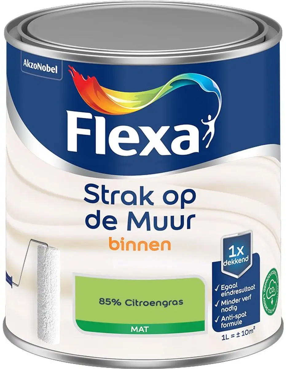 Flexa Strak Op De Muur Binnenmat Mengverf 85% Citroengras 1L