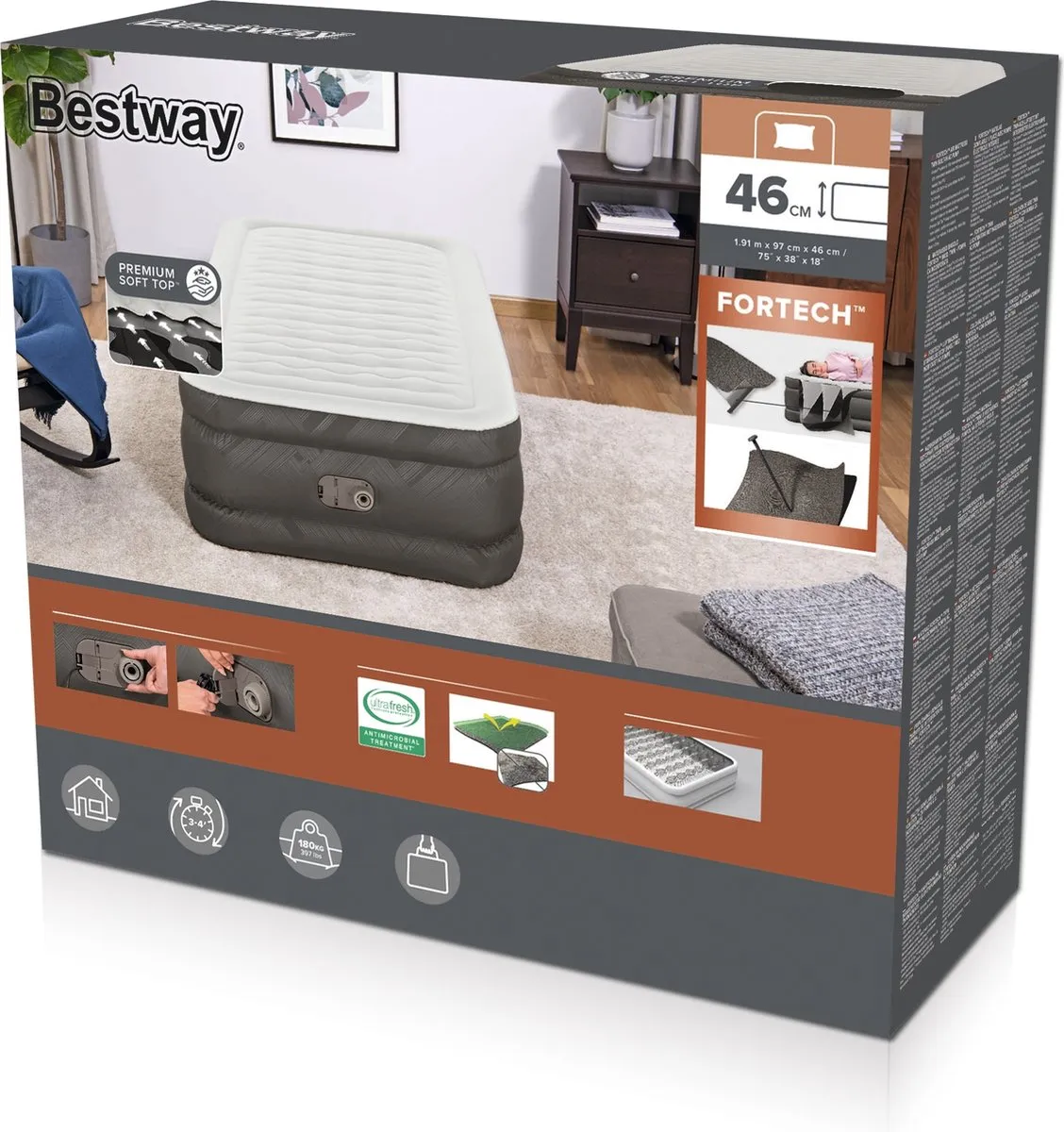 Bestway Fortech Tough Guard Luchtbed 1-persoons 99cm - Beige