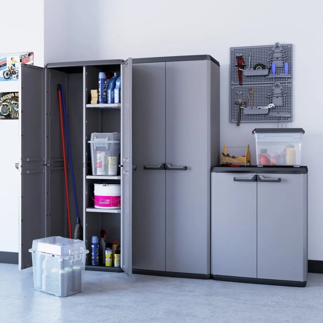 Keter Più Multipurpose Opbergkast 39x68x166cm - Donkergrijs/Zwart