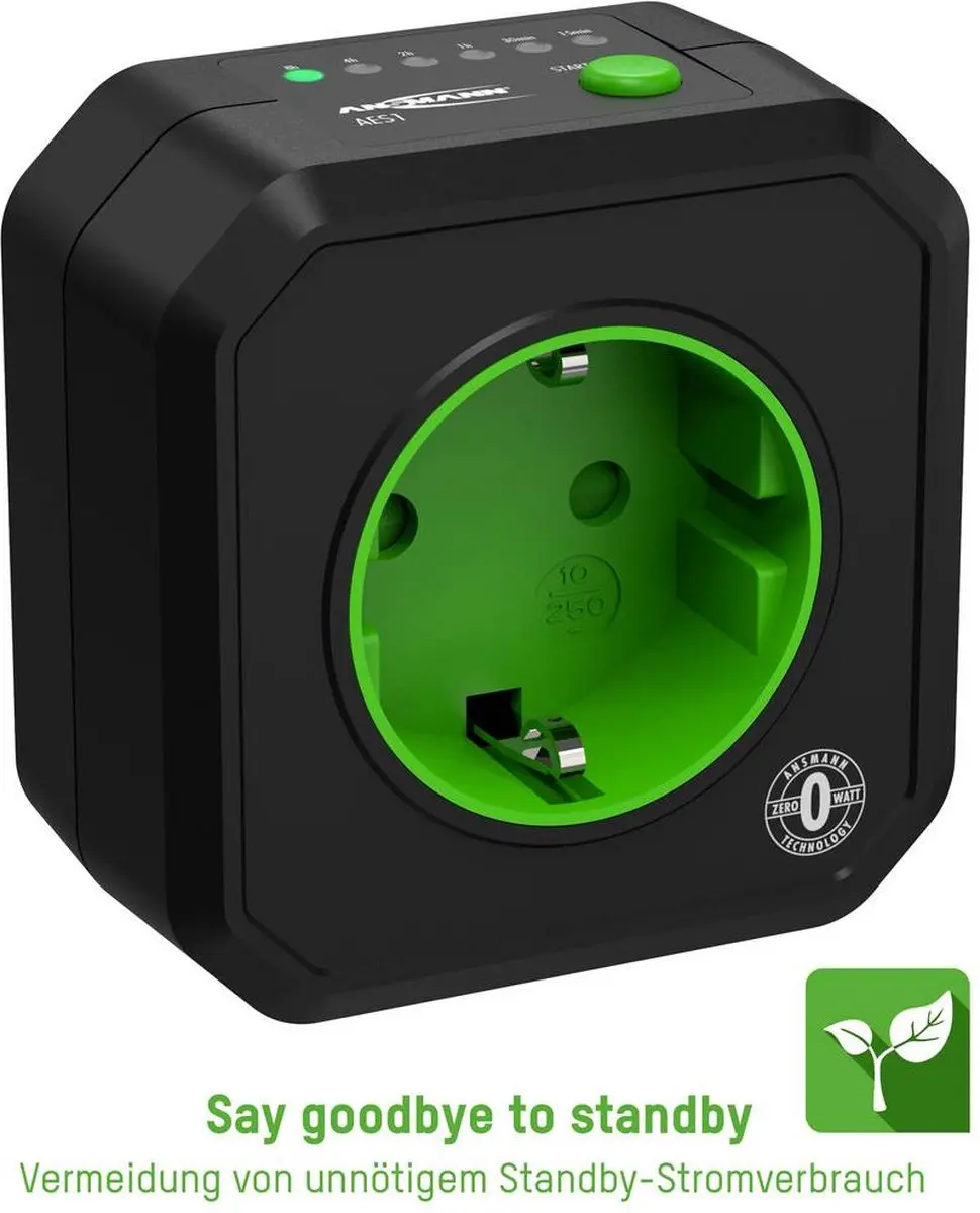 Ansmann AES1 Energiebesparend Stopcontact 2500W - Zwart