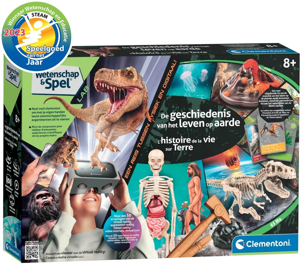 Clementoni Wetenschap & Spel Geschiedenis van het leven 56191 - T-Rex skelet & VR bril - Multikleur