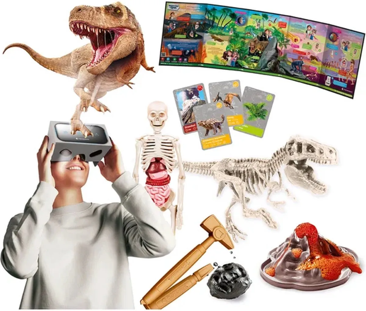 Clementoni Wetenschap & Spel Geschiedenis van het leven 56191 - T-Rex skelet & VR bril - Multikleur