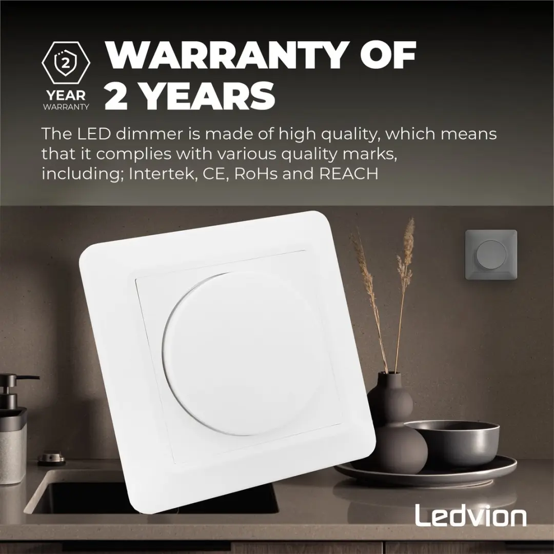LEDVION LED Dimmer Afdekplaat Wit - Incl. Knop