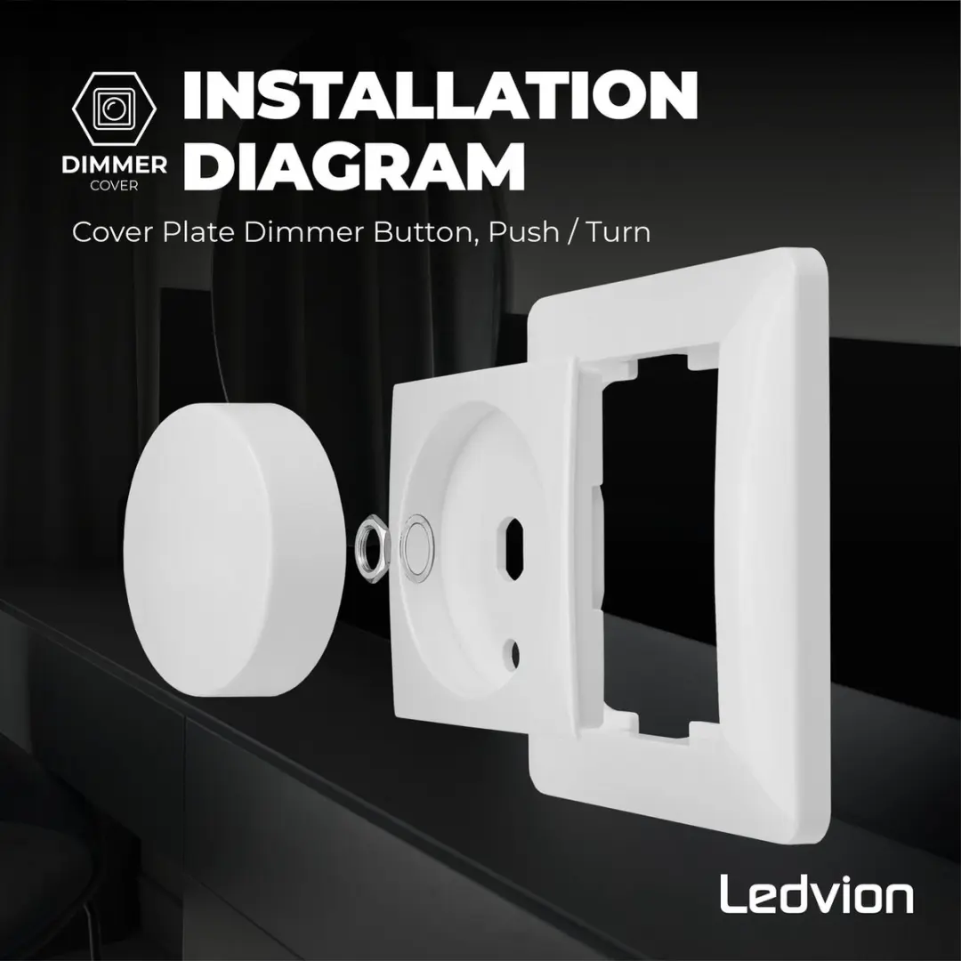 LEDVION LED Dimmer Afdekplaat Wit - Incl. Knop