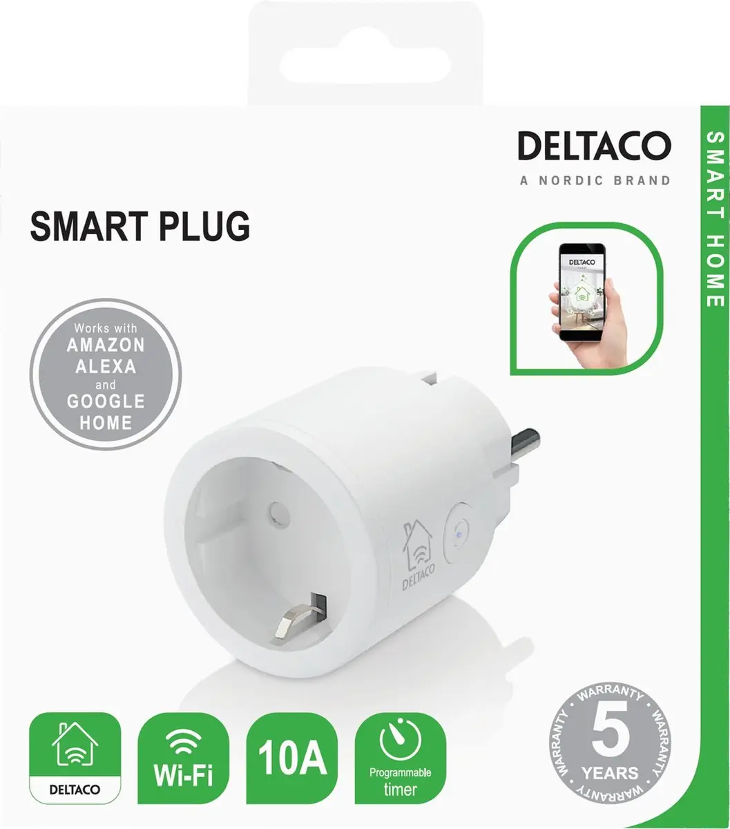 Deltaco Smart Home 1x Slimme Stekker 2400W - Wit