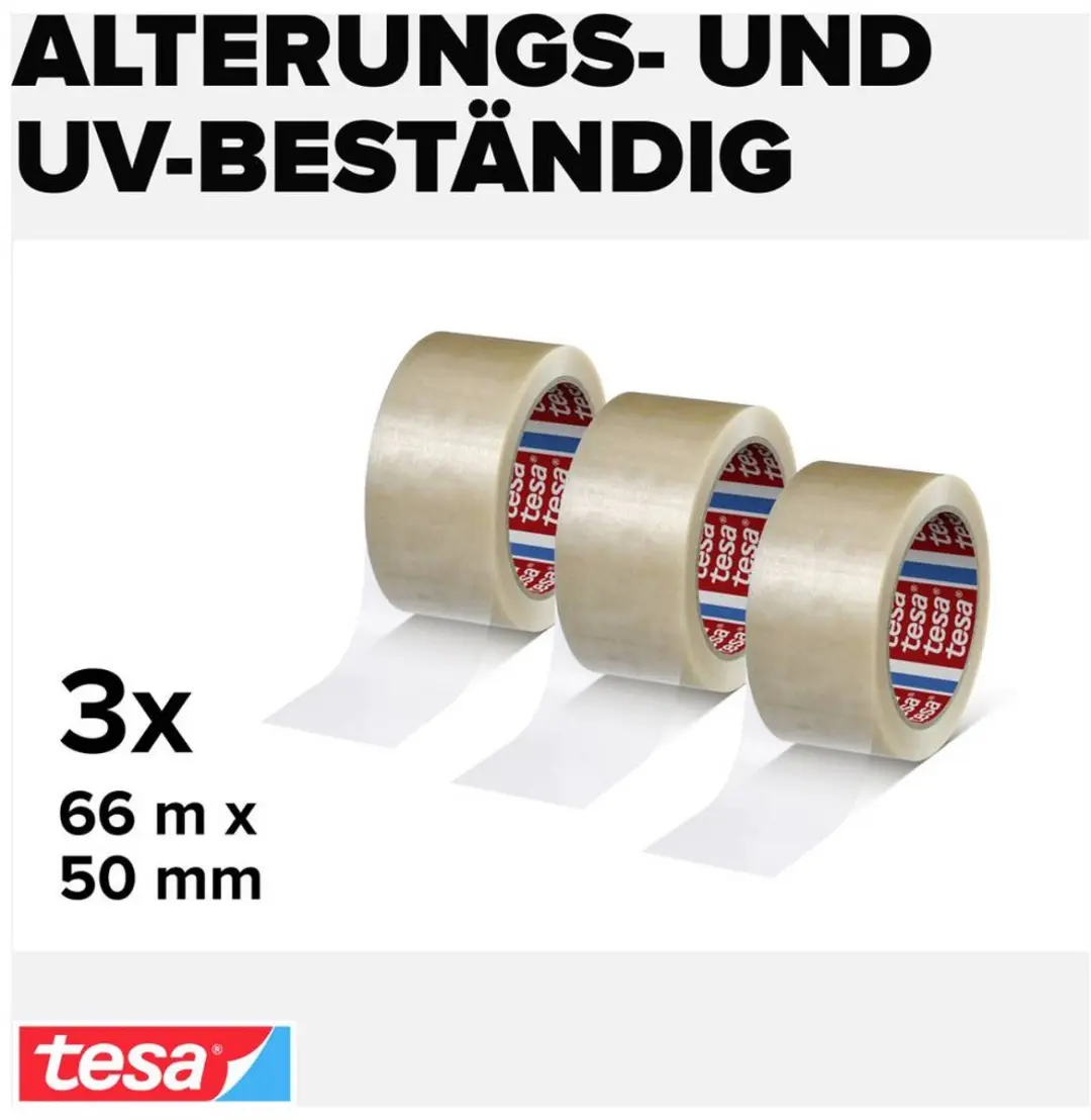 Tesa Verpakkingstape 66m - 3 Rollen Transparant