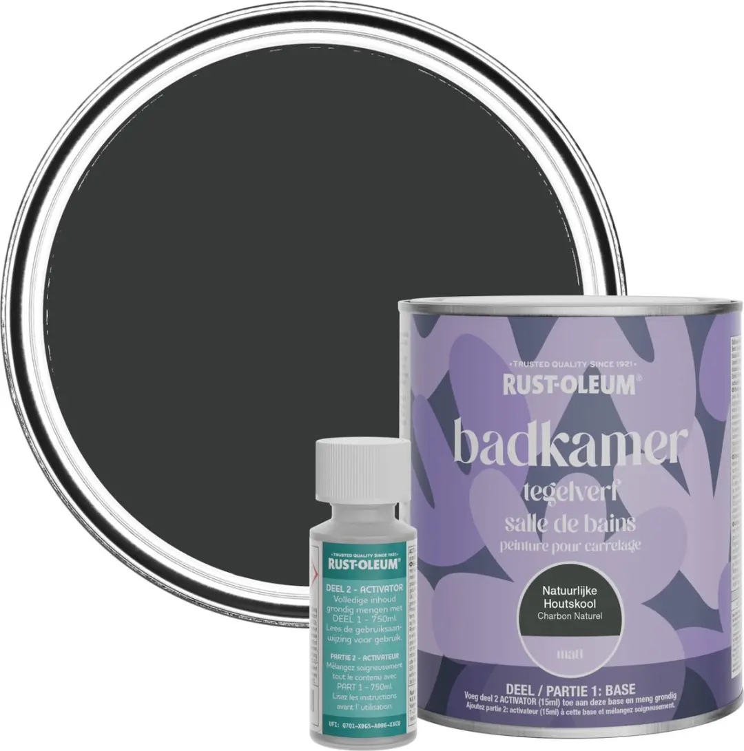 Rust-Oleum Zwart Badkamer Tegelverf Matt Natuurlijke Houtskool 750ml