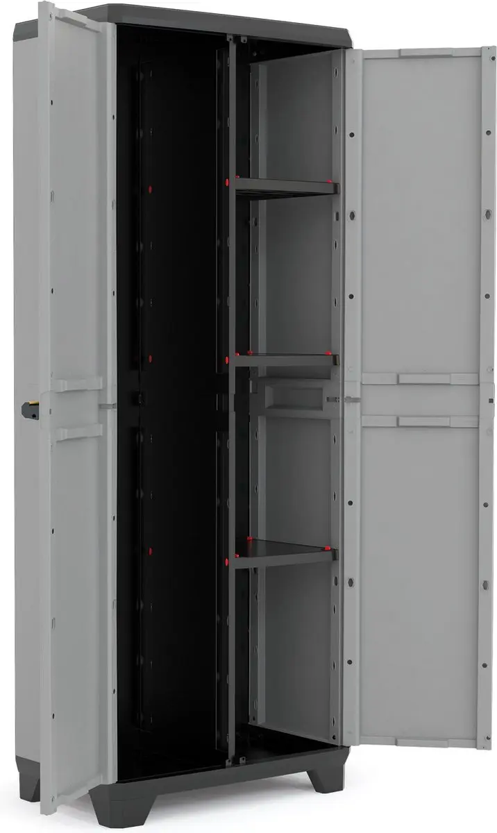 Keter Stilo Hoge Kast 3 Planken - 68x39x173cm - Donkergrijs/Zwart
