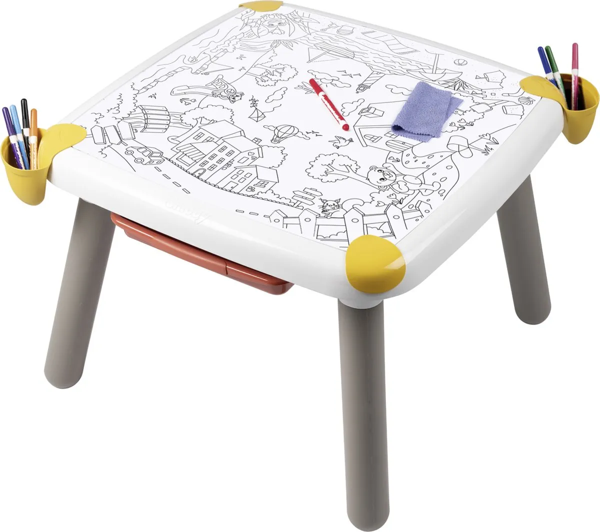 Smoby Kid Creative Table - Kindertafel - 1 Persoon - Wit/Grijs/Geel - afbeelding 6 van 6