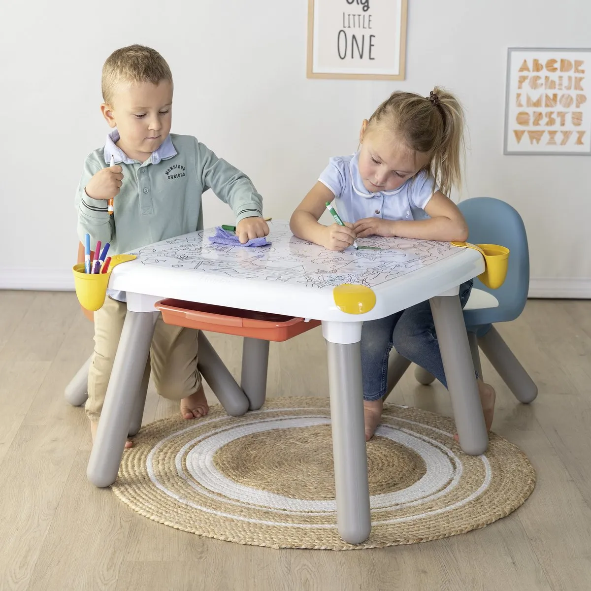 Smoby Kid Creative Table - Kindertafel - 1 Persoon - Wit/Grijs/Geel