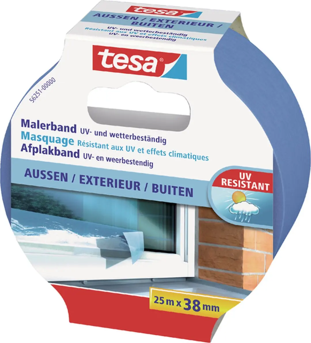 Tesa Afplakband Outdoor 25m x 38mm - Blauw - afbeelding 6 van 6