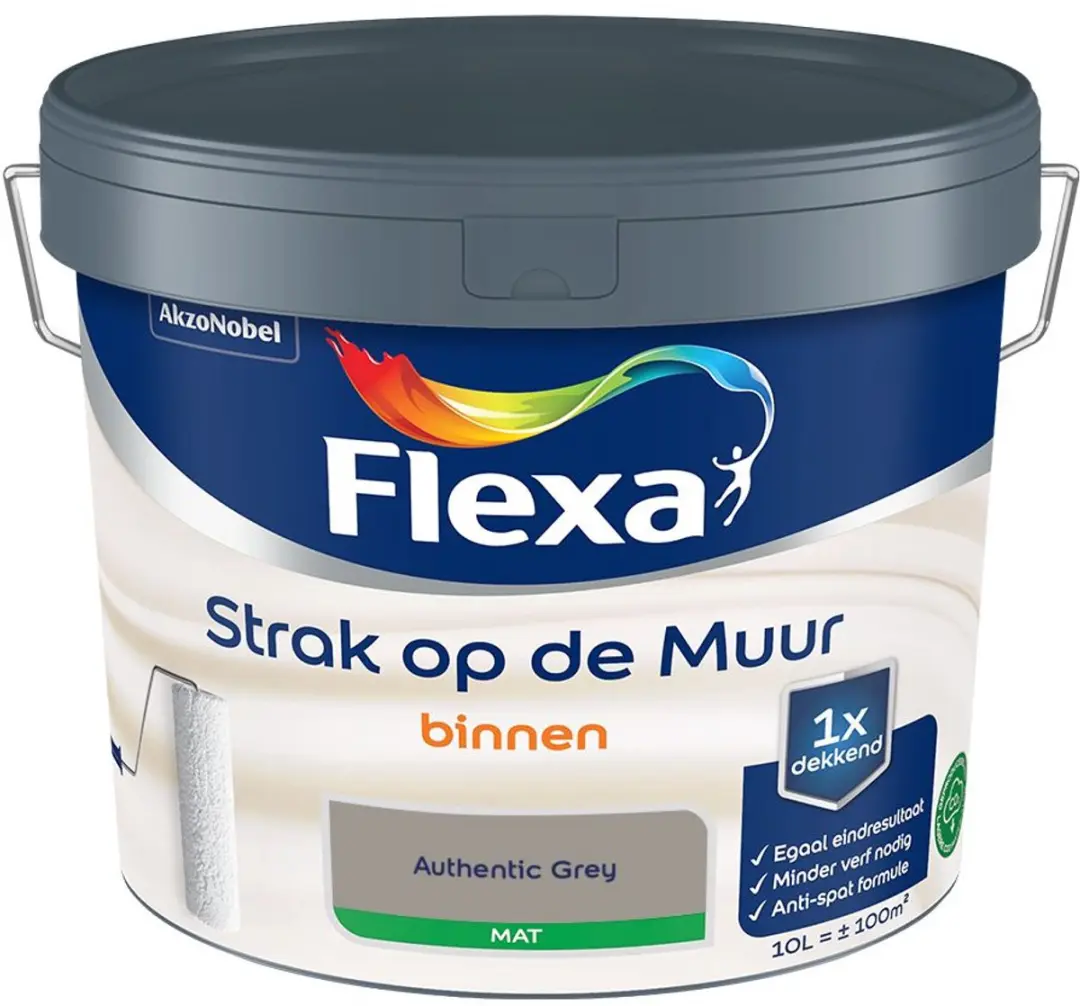 Flexa Strak Op De Muur Binnenmat Authentic Grey 10L