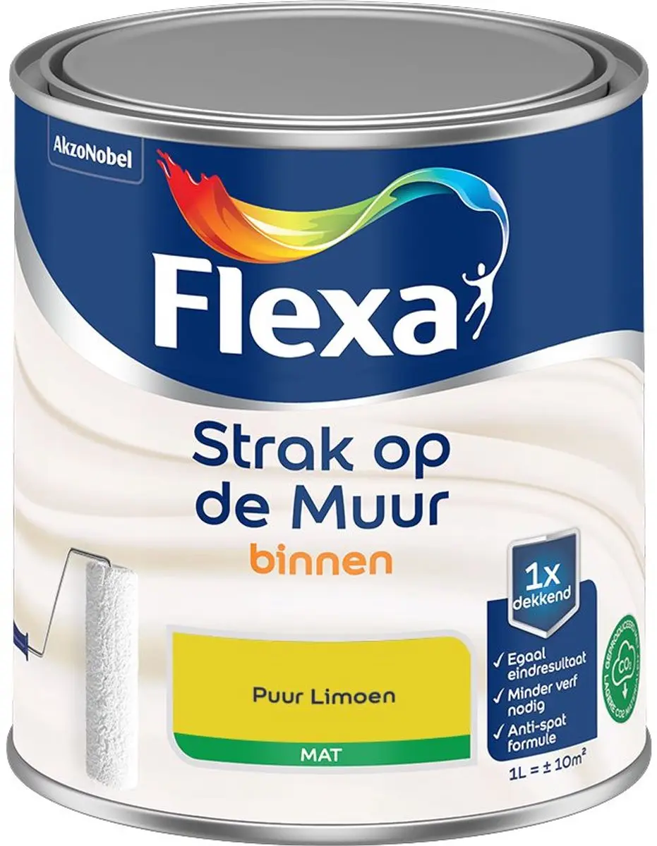 Flexa Strak Op De Muur Binnenmat Puur Limoen 1L