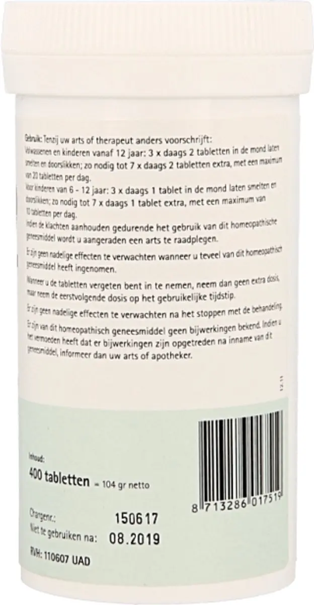 Pfluger Schüssler Zout nr 22 Calcium Carbonicum D6 - 400 tabletten