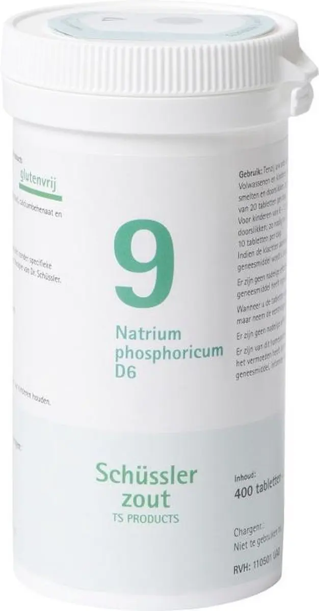 Pfluger Schüssler Zout nr 9 Natrium Phosphoricum D6 - 400 Tabletten