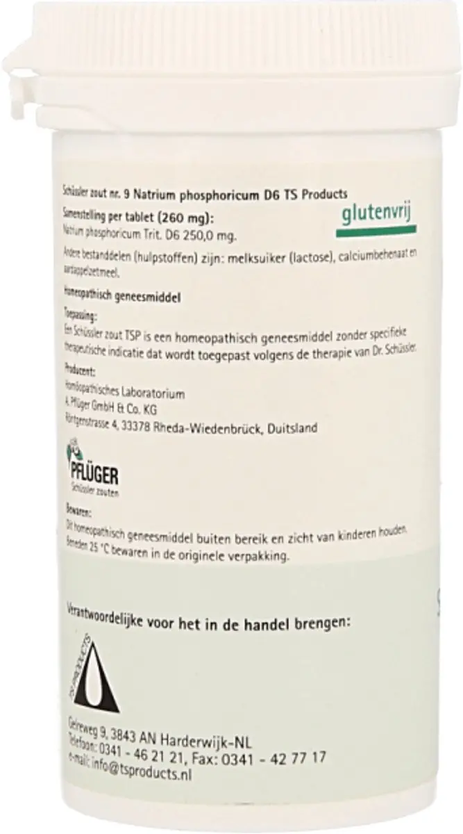 Pfluger Schüssler Zout nr 9 Natrium Phosphoricum D6 - 400 Tabletten