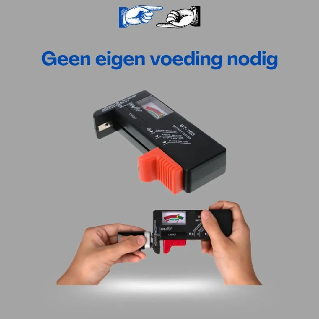 Lean Toys Universele Digitale Batterij Tester AA/AAA/9V - Rood/Zwart - afbeelding 4 van 6