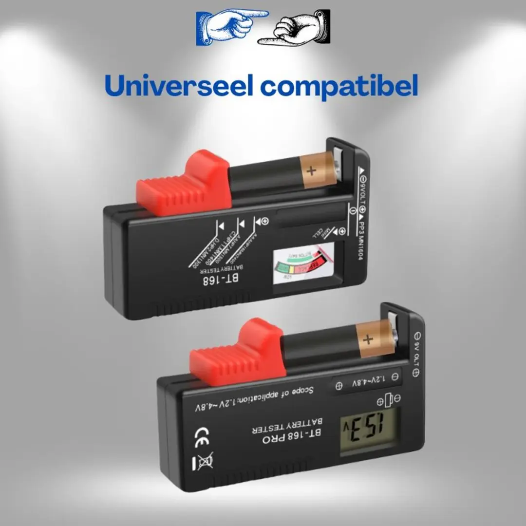 Lean Toys Universele Digitale Batterij Tester AA/AAA/9V - Rood/Zwart - afbeelding 2 van 6
