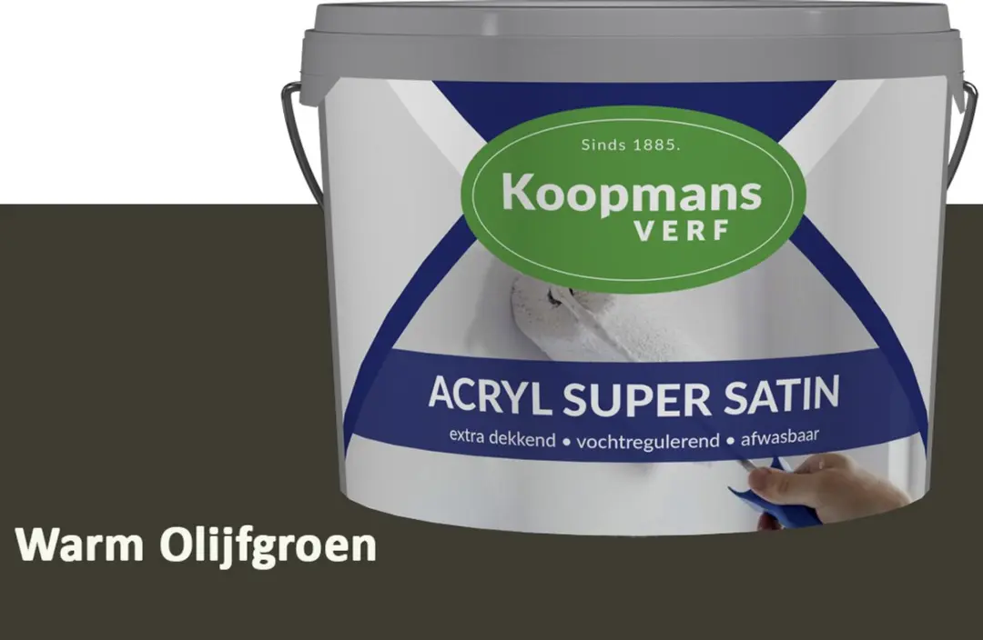 Koopmans Acryl Super Satin Warm Olijfgroen Muurverf 1L