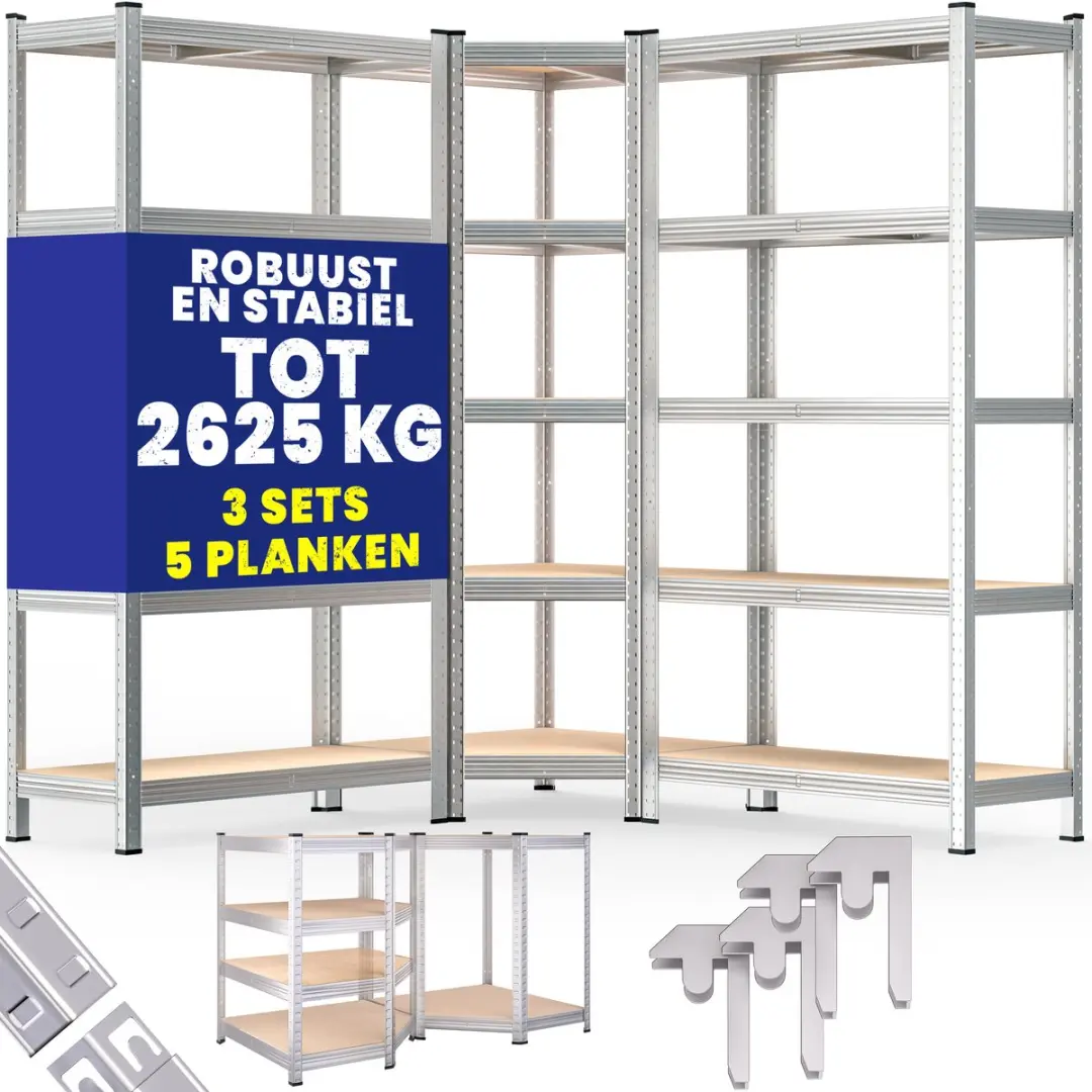 Monzana Stellingkast 994584 - 180x90x40cm - Zilver