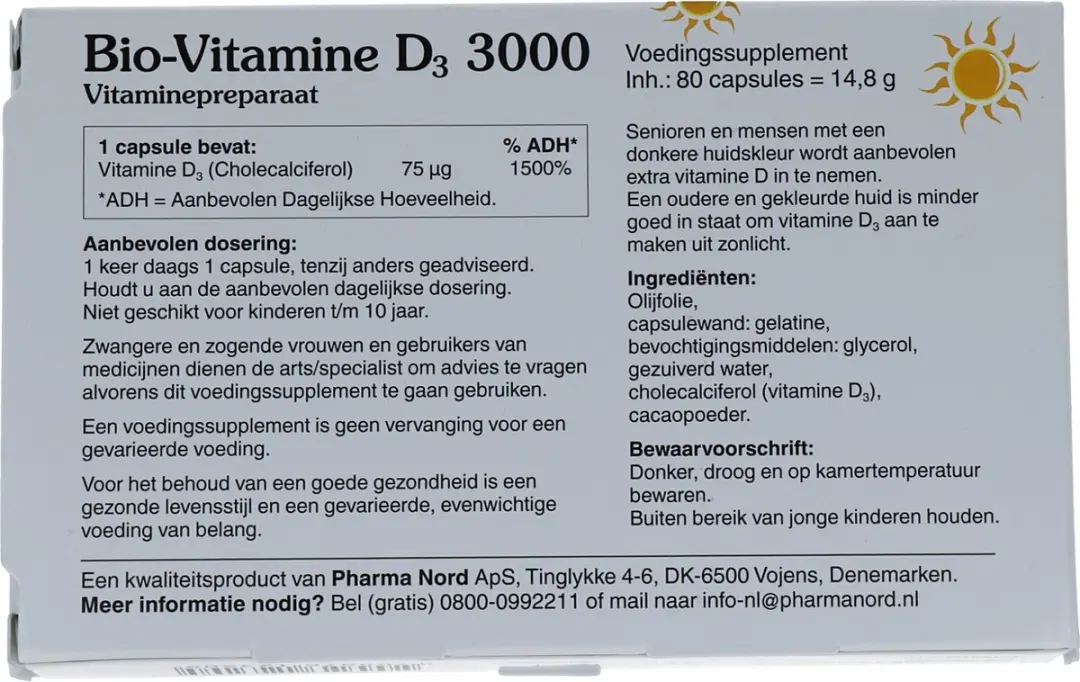 Pharma Nord Bio Vitamine D3 75 µg - 80 Capsules