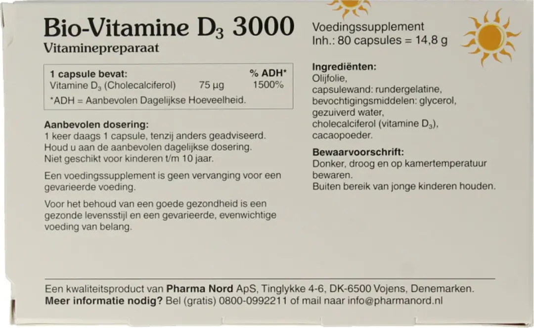 Pharma Nord Bio Vitamine D3 75 µg - 80 Capsules