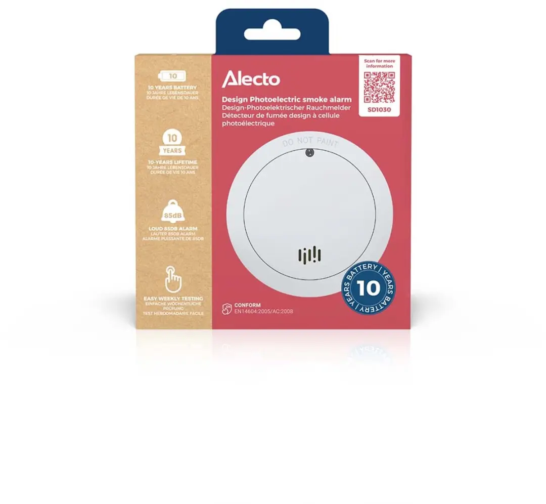 Alecto SD1030 Rookmelder - 10 Jaar Batterij Wit