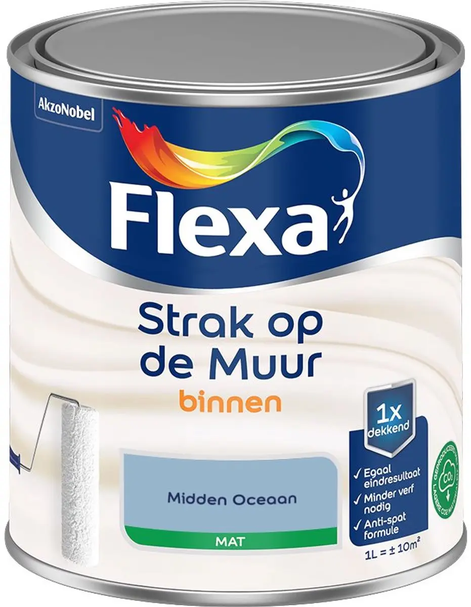 Flexa Strak Op De Muur Binnenmat Midden Oceaan Mengverf 1L