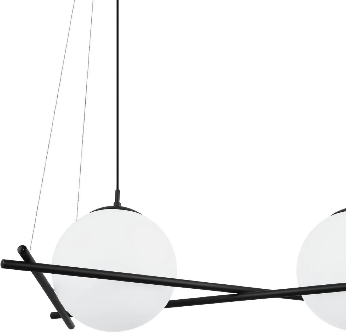 Eglo Hanglamp E27 2-lichts - Staal Zwart/Glas Opaalwit