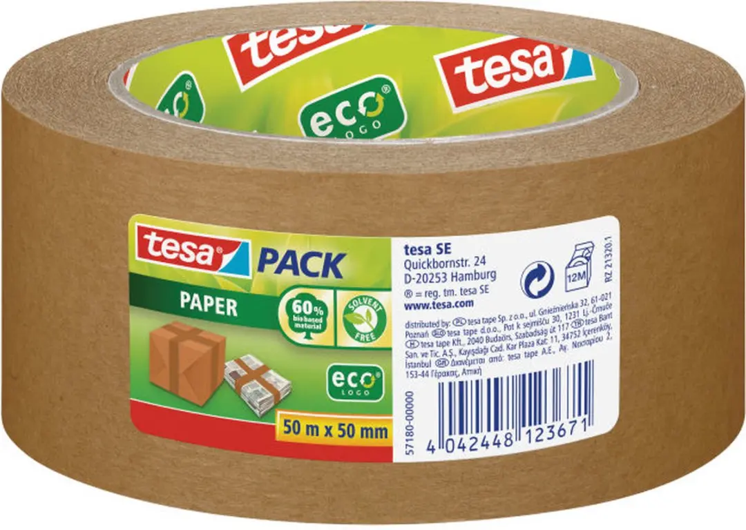 Tesa Pack ecoLogo Papier Verpakkingstape 50m x 50mm - 6 Stuks