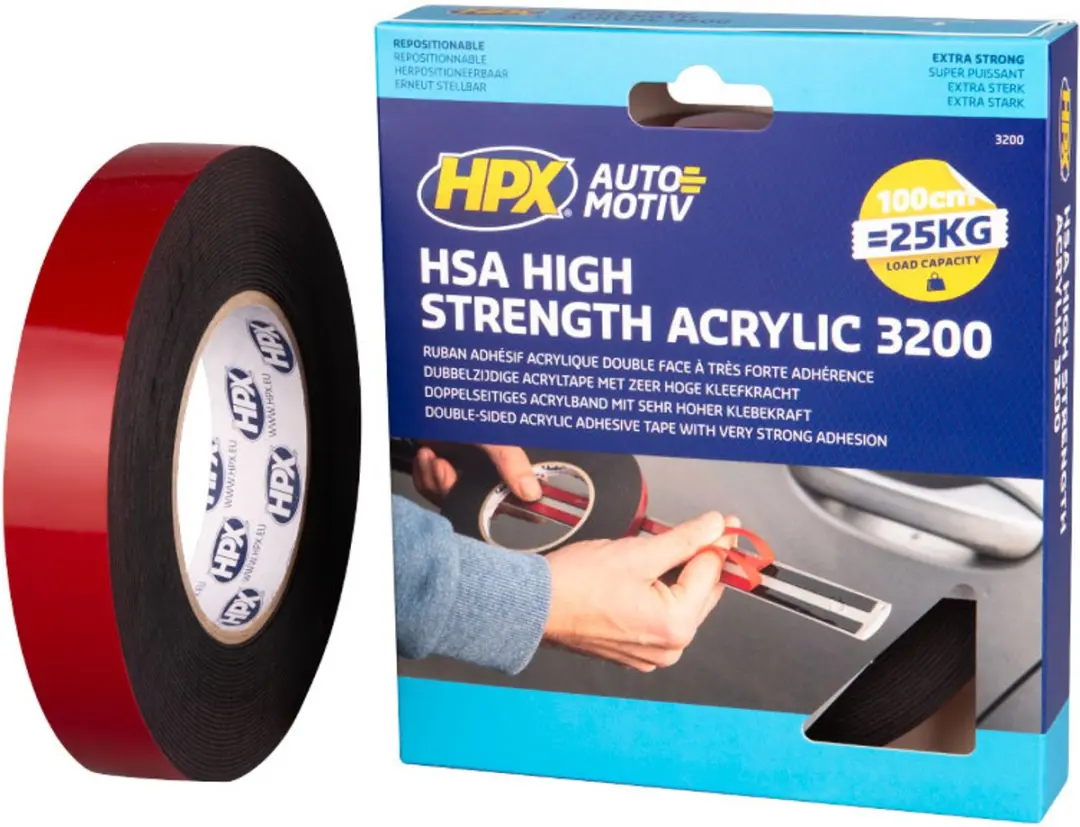HPX HSA Bevestigingstape Antraciet 25mm x 10m
