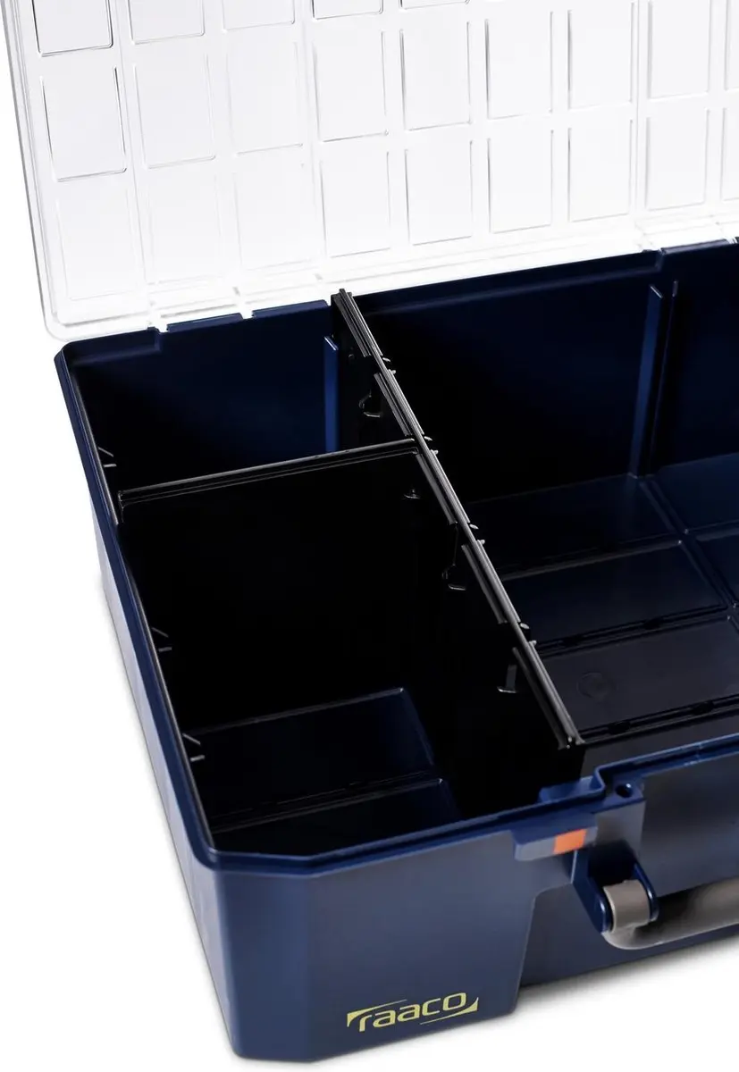 Raaco CarryLite Assortimentsdoos 330x413mm - 8 Vakken - Donkerblauw/Transparant