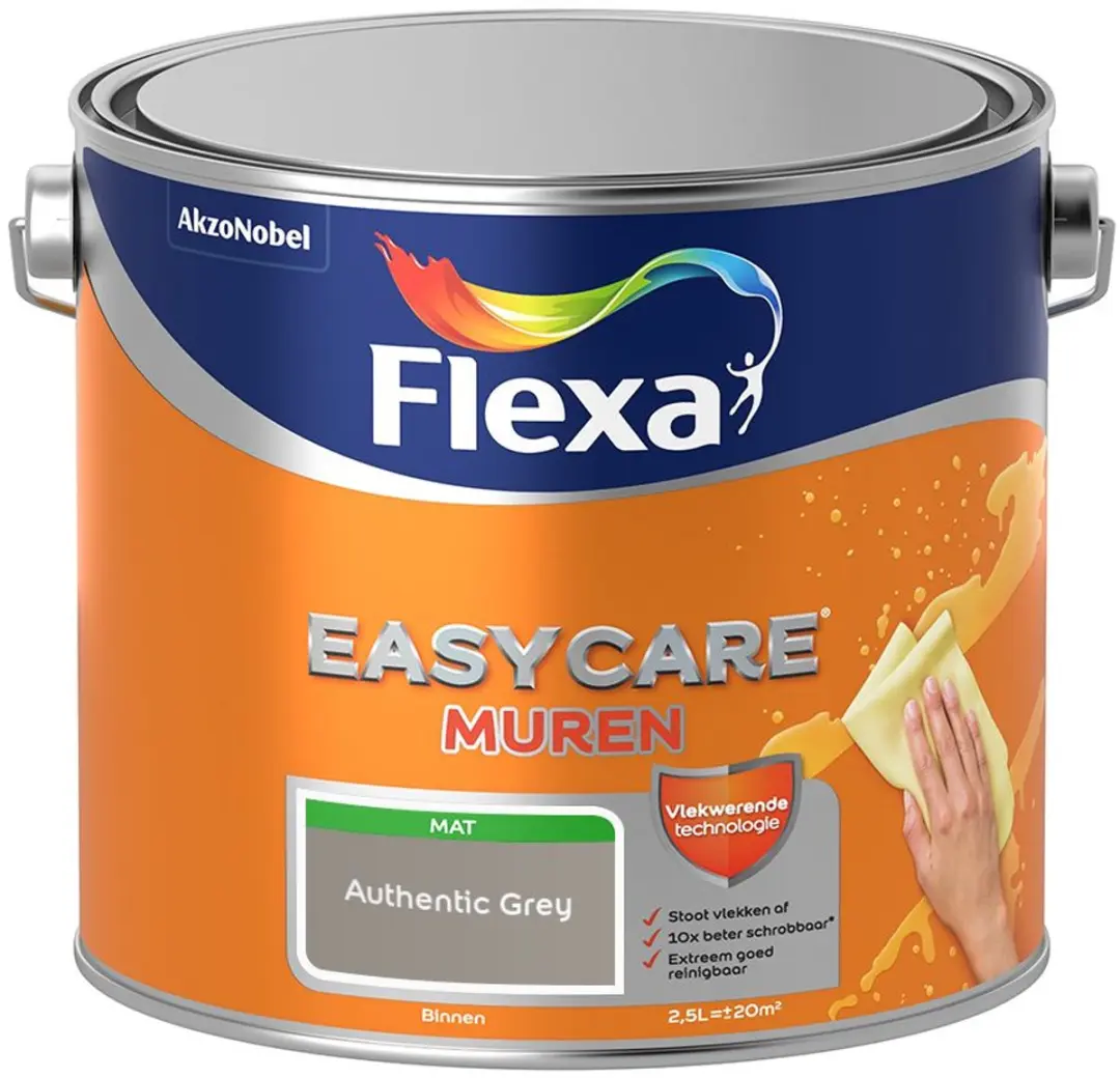 Flexa Easycare Muren Authentic Grey Mengverf 2,5L