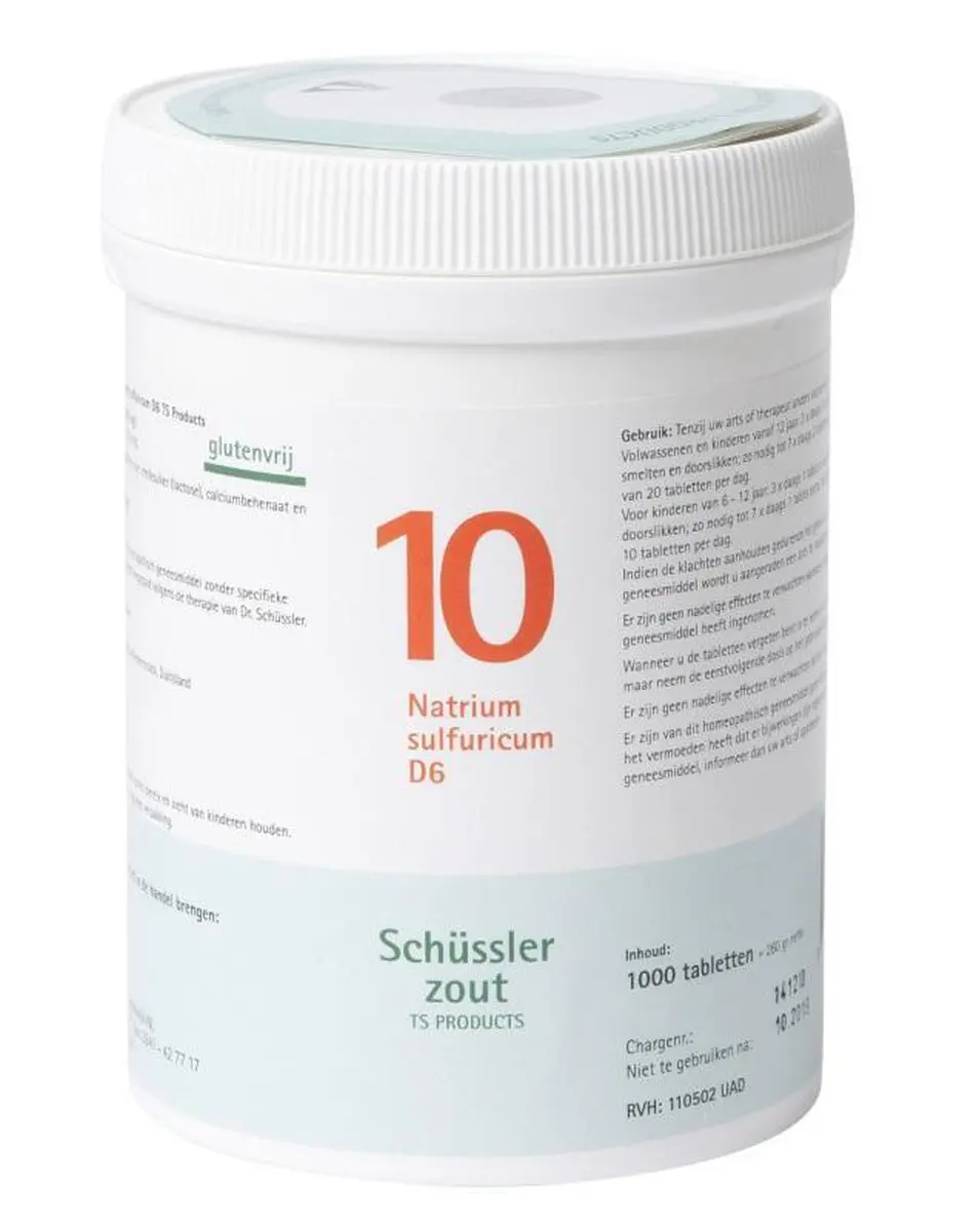 Pfluger Schüssler Zout nr 10 Natrium Sulfuricum D6 - 1000 Tabletten