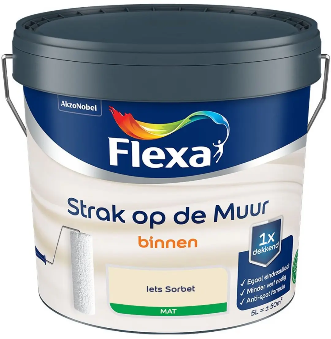 Flexa Strak Op De Muur Binnen Mat Mengverf Iets Sorbet 5L