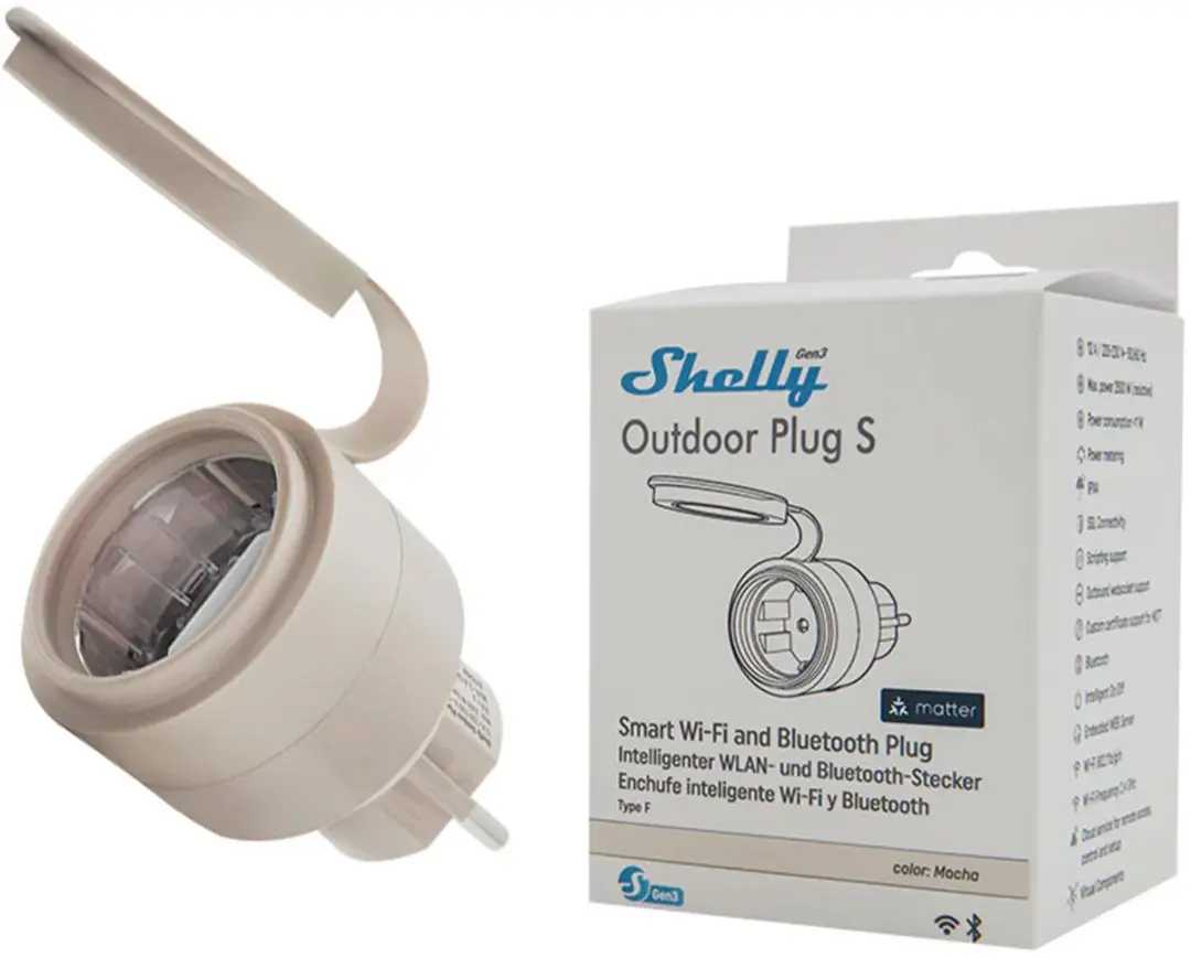 Shelly S3PL-20112EU Outdoor Plug Gen3 - Mocha