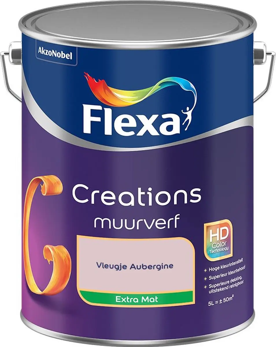 Flexa Creations Muurverf Extra Mat Vleugje Aubergine 5L