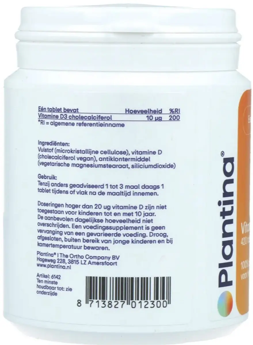 Plantina Vitamine D Vegan 420 Tabletten