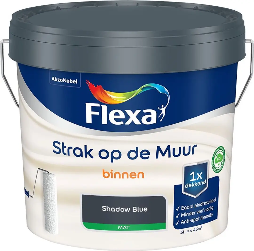 Flexa Strak Op De Muur Binnen Mat Shadow Blue Mengverf 5L
