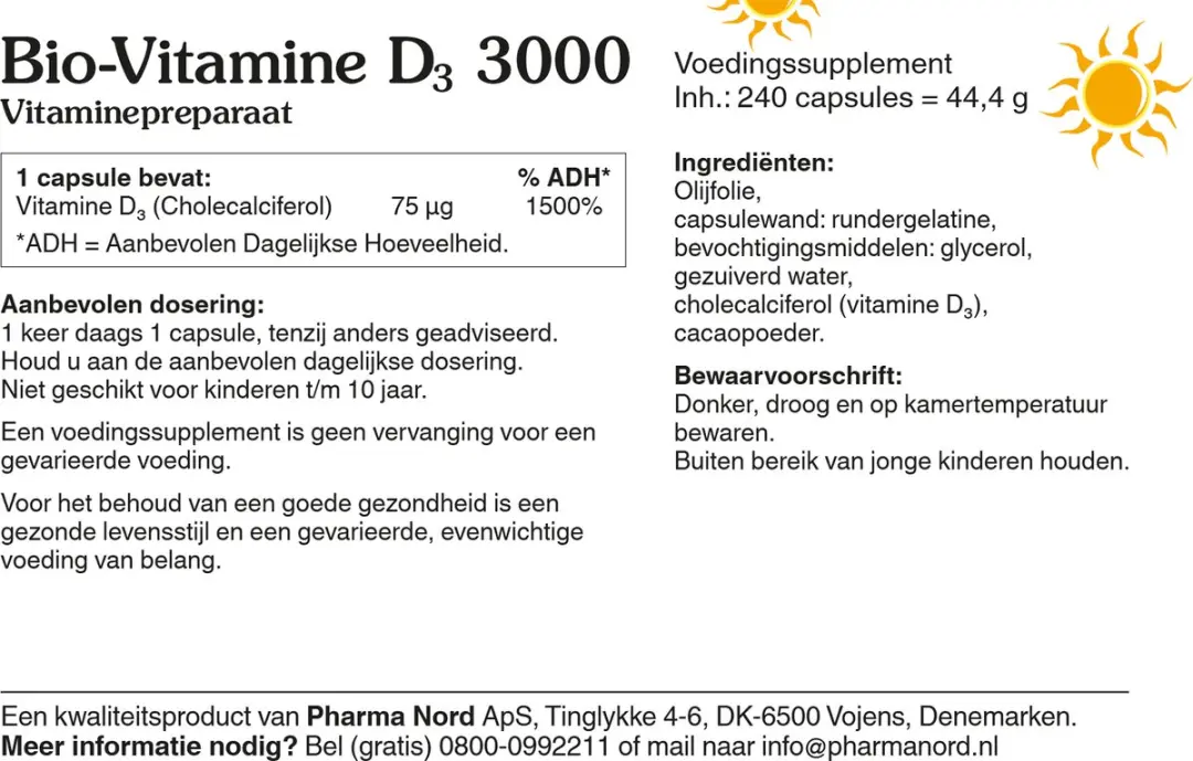 Pharma Nord Bio vitamine D3 75mcg 240 Capsules