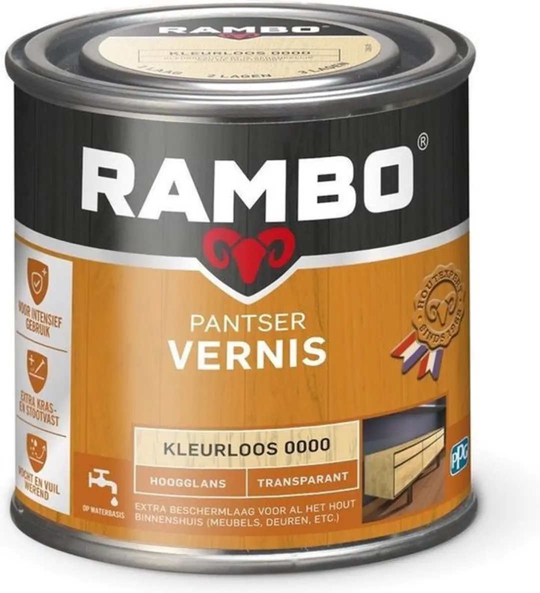 Rambo Pantser Vernis Acryl Transparant 0.25L