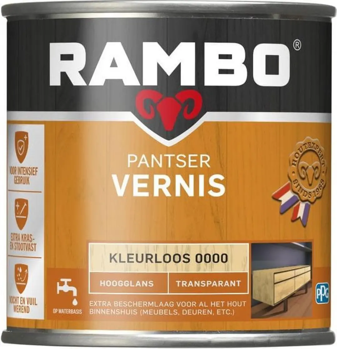 Rambo Pantser Vernis Acryl Transparant 0.25L