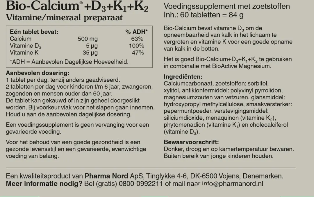 Pharma Nord - Bio Calcium + D3 + K1 +K2 - 60 Tabletten