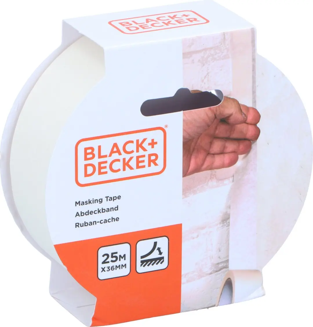 BLACK+DECKER Afplaktape 36mm x 25m - 3 Stuks - Wit