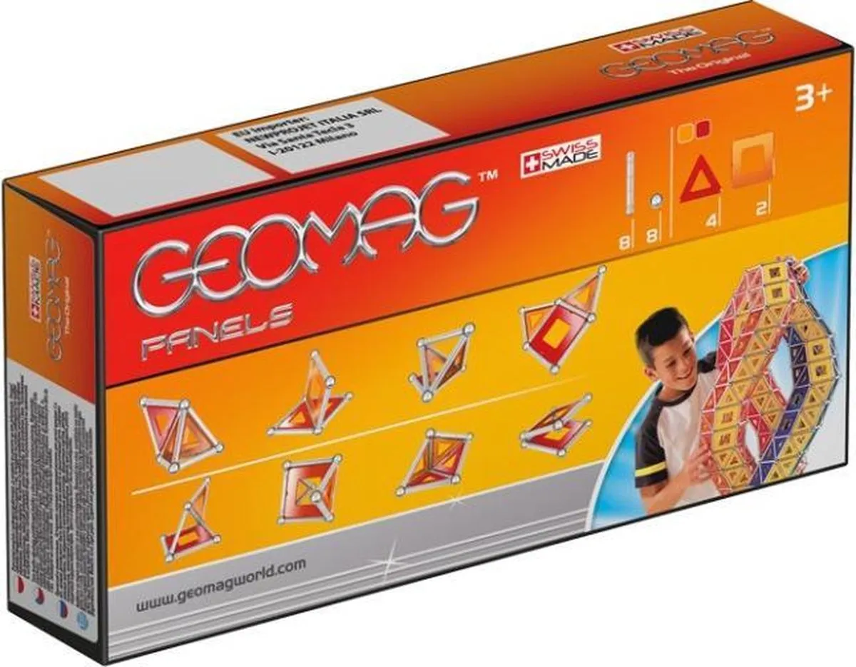 Geomag Panels 22-delig - 22 Stukken - Zilver/Rood/Oranje