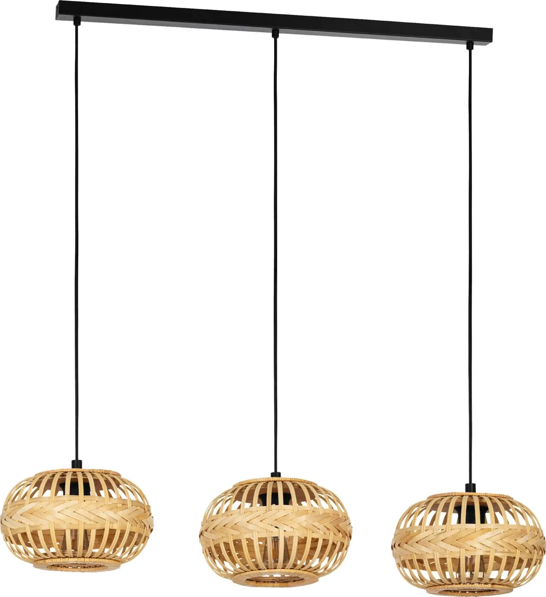Eglo Amsfield 1 Hanglamp 96cm - Zwart/Hout