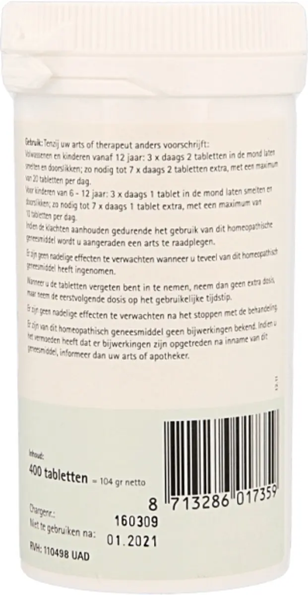 Pfluger Schüssler Zout nr 6 Kalium Sulfuricum D6 - 400 tabletten